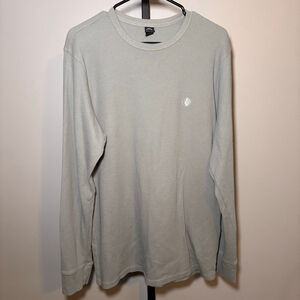Men's Volcom Light Gray Waffle‎ Knit Long Sleeve Tee XL